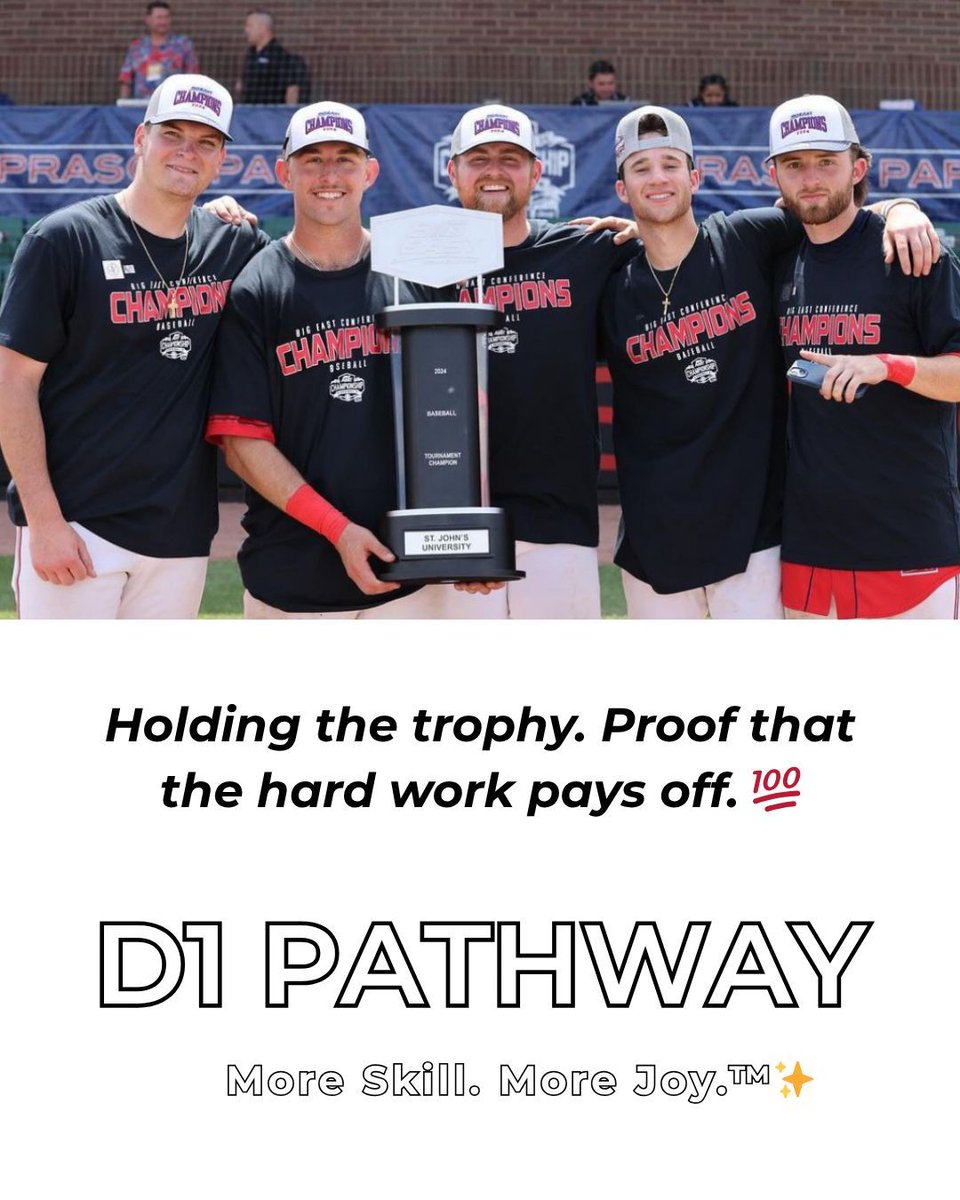 mayberrybsbl's tweet image. Holding the trophy. Proof that the hard work pays off. The training system is validated by the highest collegiate success. 💯 Text or DM 267-441-6076 | mayberrybaseball.com #GameDayResults #ProStandard #D1Baseball