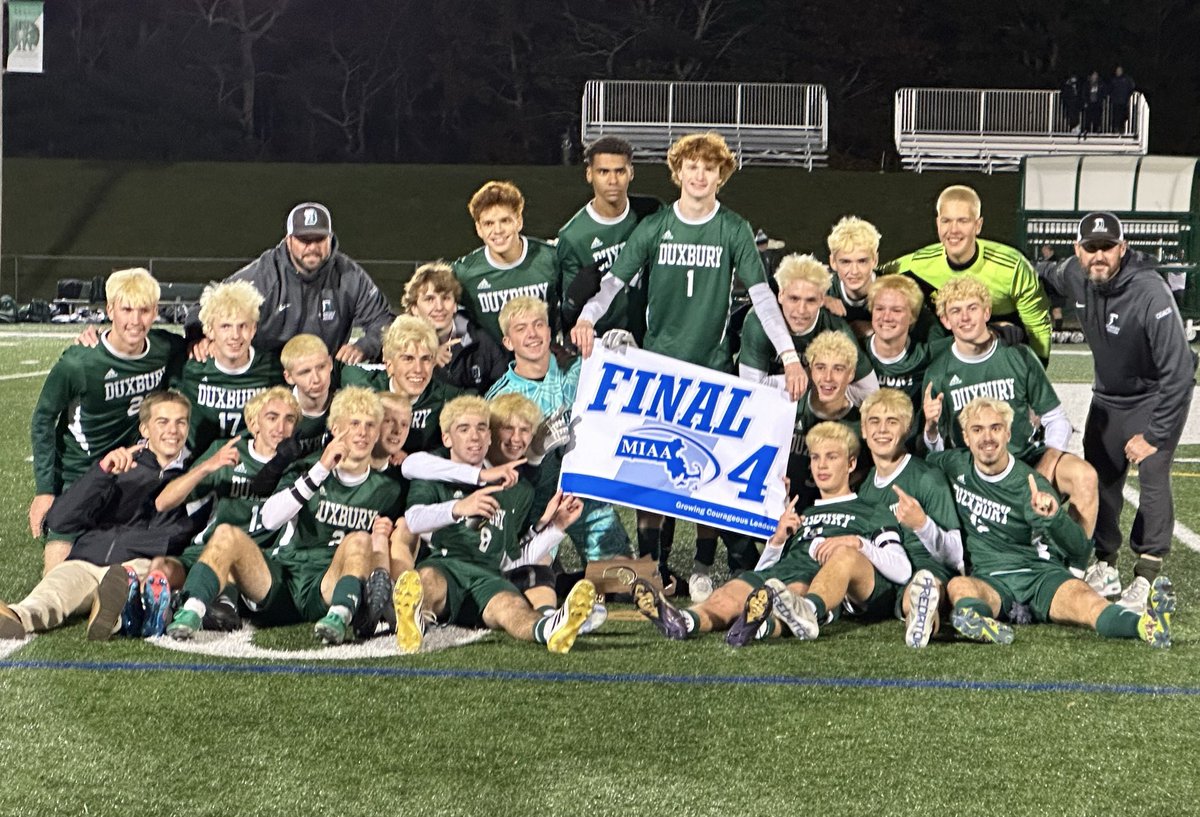Boys soccer final: Duxbury 4, Holliston 0

Lucas Heald (2), Alejandro Mendoza and Jonny Annis the goals. Robert Wiesehahn a shutout.

The Dragons advance to their first state semifinal since 2002. What a performance.