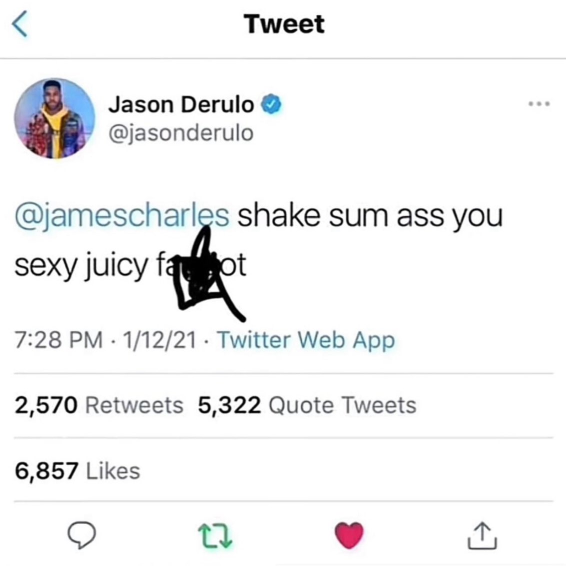 DropPopNet's tweet image. 4 years ago, Jason Derulo directed a tweet at James Charles.