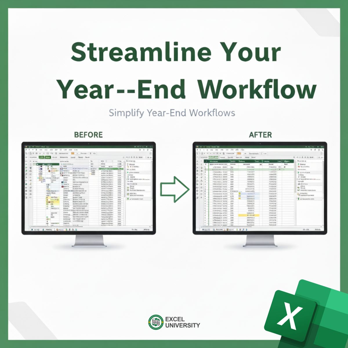 Exceluniversity's tweet image. Spend less time closing – more time planning. Join the 7-Day Year-End Prep Intensive (2 CPE) for a structured workflow + ready-to-edit Excel files. Live Dec 4 &amp;amp; Dec 10 (Replay included). Get My Access – $97 excel-university.com/intensive/