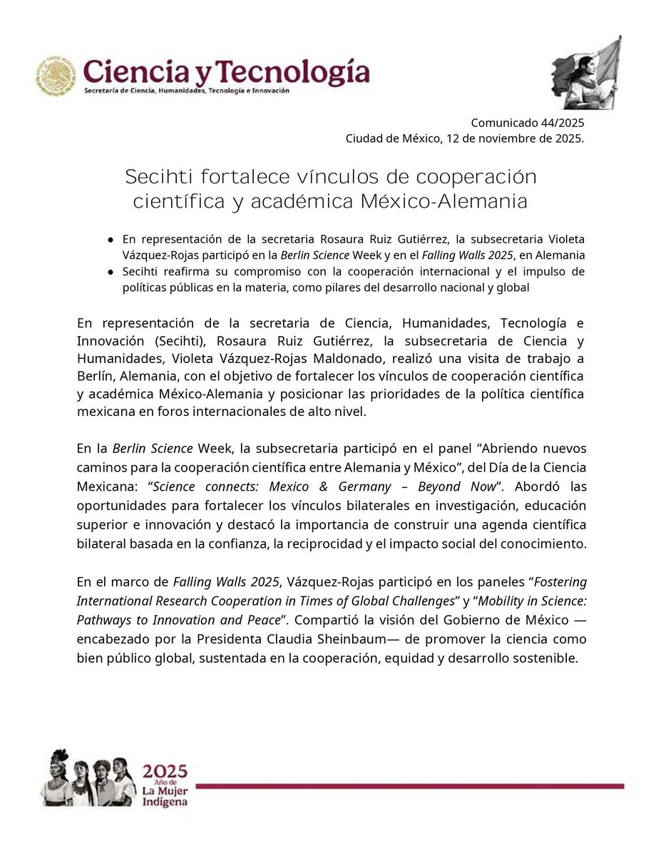 Secihti_Mx's tweet image. 📰 #Comunicado | #Secihti fortalece vínculos de cooperación científica y académica México-Alemania. 🇩🇪 🇲🇽