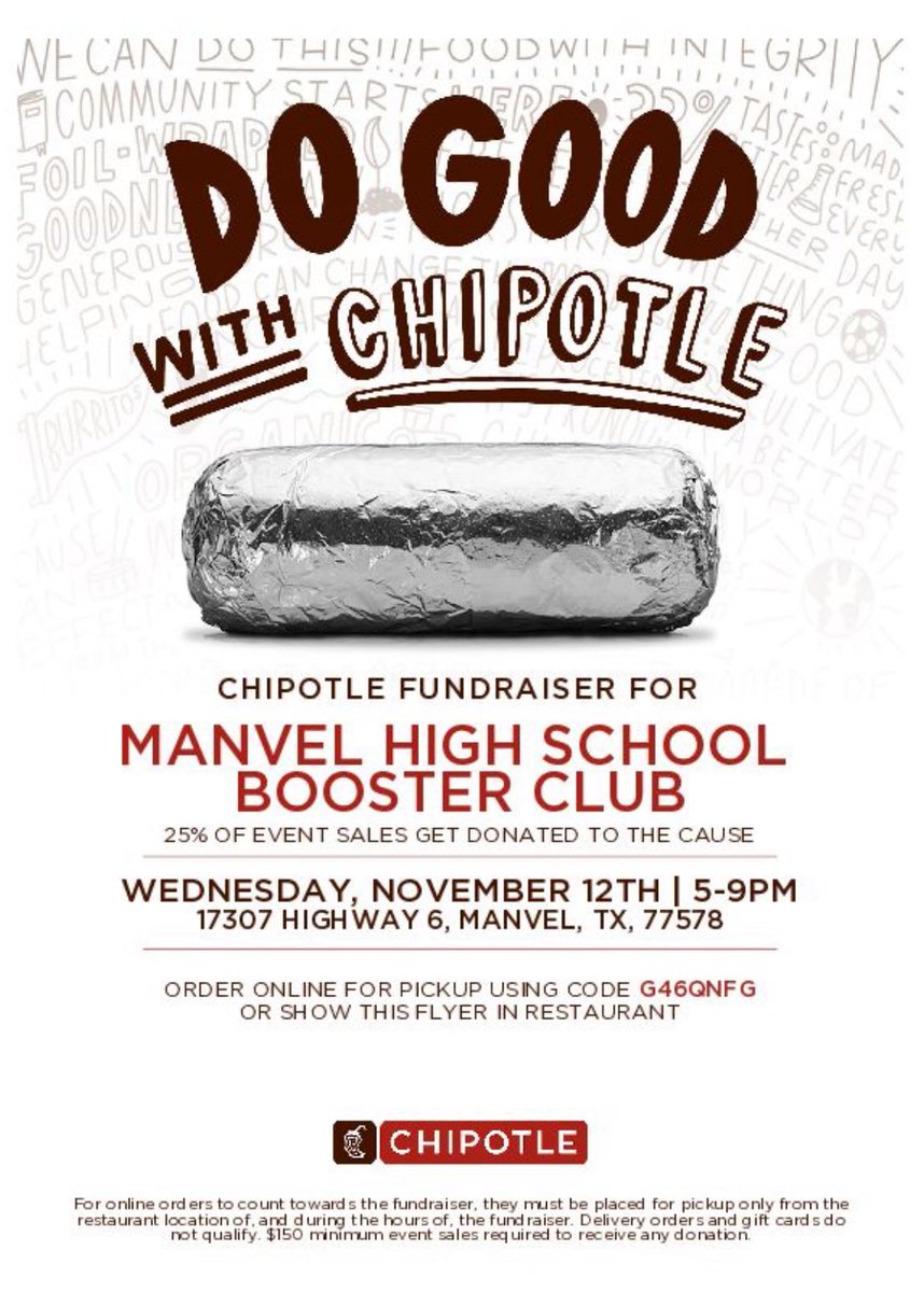 See you at Chipotle?!
 Join us at Chipotle RIGHT NOW for Spirit Night—where every bite supports our crew and every vibe is extra (just like the guac).
Tag your squad, wear your colors, and let’s roll! #SpiritNight #ChipotleCrew #WrapItUpRight #dogoodwithchipotle