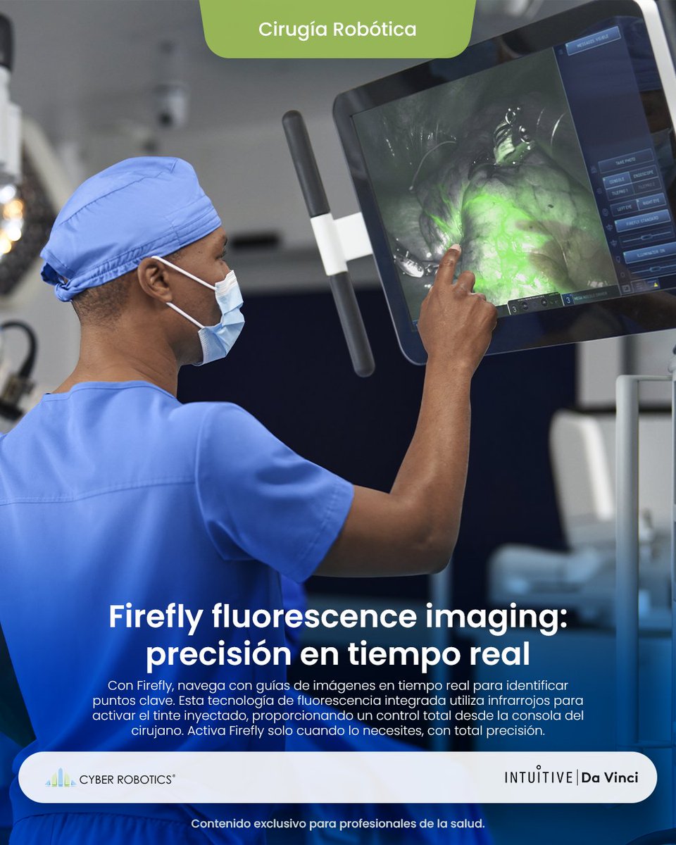 CyberRobotics's tweet image. 🟢 Precisión que brilla con inteligencia.
Con Firefly, los cirujanos visualizan puntos clave en tiempo real mediante fluorescencia. Una guía visual avanzada desde la consola Da Vinci que marca la diferencia.
#Firefly #DaVinci #CirugíaRobótica #CyberRobotics #InnovaciónQuirúrgica
