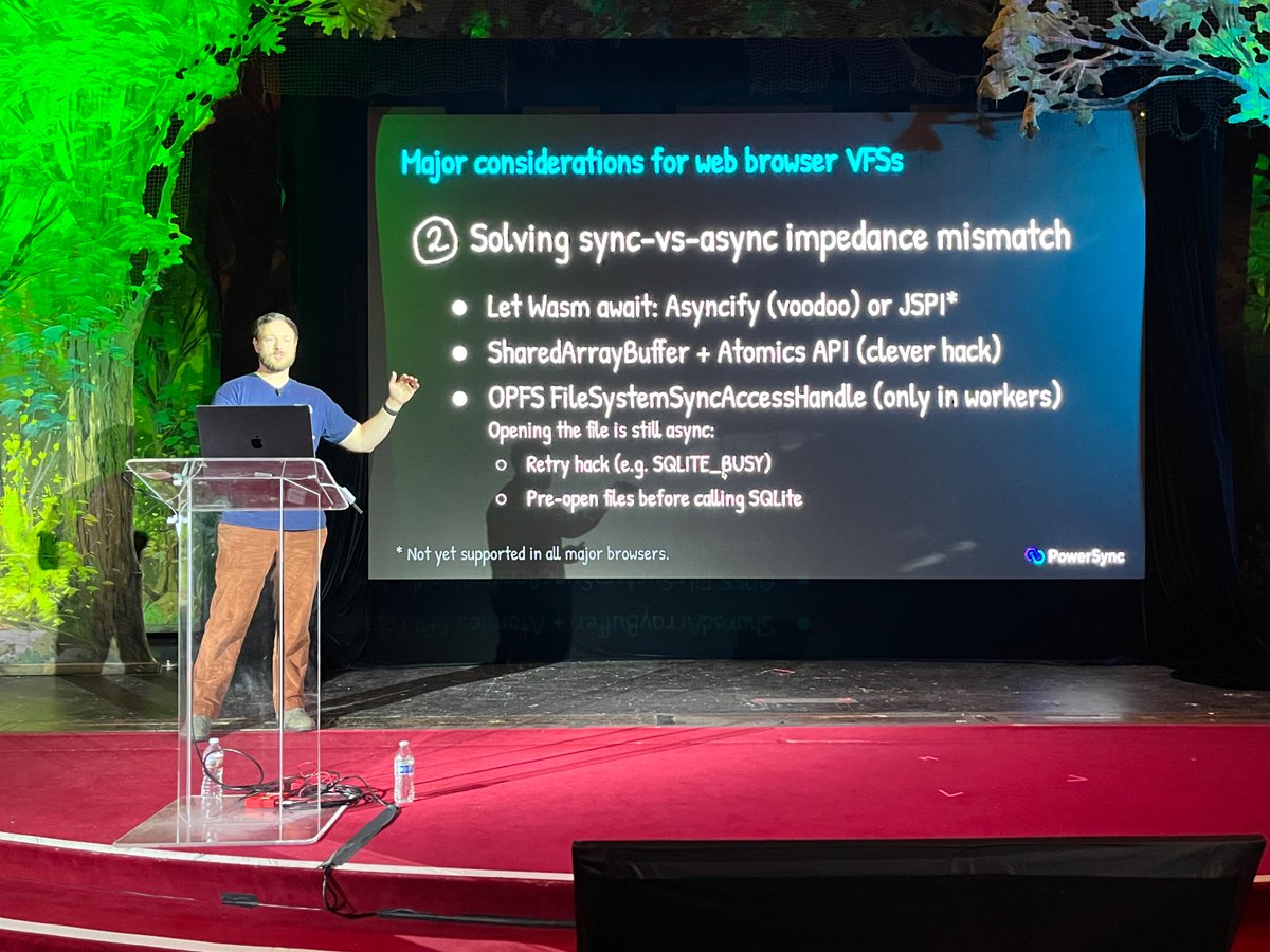 Conrad Hofmeyr <a href="/cahofmeyr/">Conrad Hofmeyr</a> with a great overview of the state of the art for using SQLite in the browser with WASM, looking at persistence, cross tab coordination and performance.