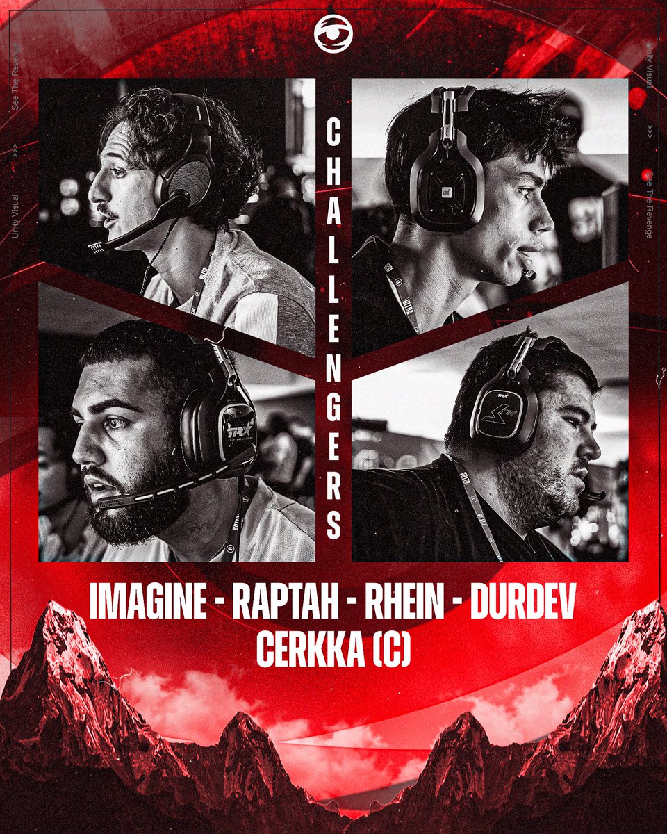 UnityVisual's tweet image. “The first time was so nice, we had to do it twice” 

Welcome our Unity Visual Challengers roster for BO7:

🇦🇺@lmagineT1 
🇦🇺@Rhein704 
🇦🇺@raptahx 
🇦🇺@Immmense 
🧠@Cerkka_ 

#SeeTheVision | #SeeTheRevenge