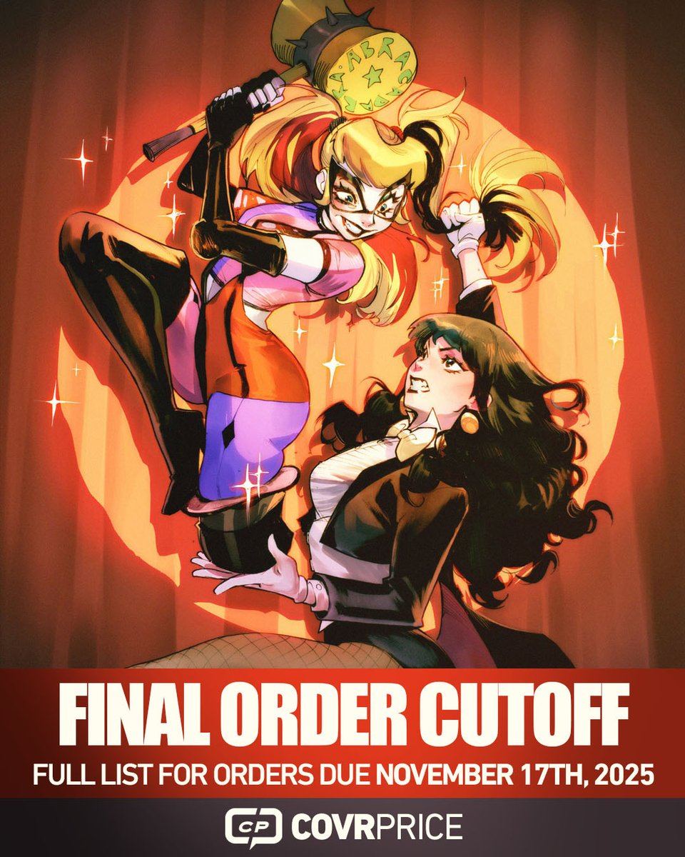 See our FULL (uncurated) FOC List for next Monday! Updated throughout the week as we get more information, and watch for our custom picks from <a href="/LefterosComics/">Lefteros Comics</a> this Sunday! #Comics
Featured art: DC KO: HARLEY QUINN VS. ZATANNA #1 | @mirkand Variant

LINK: covrprice.com/descriptor-lis…