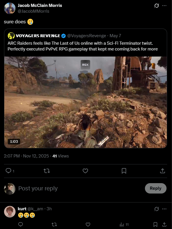 R0L0B3N's tweet photo. Naughty Dog developers reacting to a post comparing the cancelled Online The Last of Us to Arc Raiders ๐๐ญ
#tlou #thelastofus #factions2 https://t.co/E6kZ2RvT86