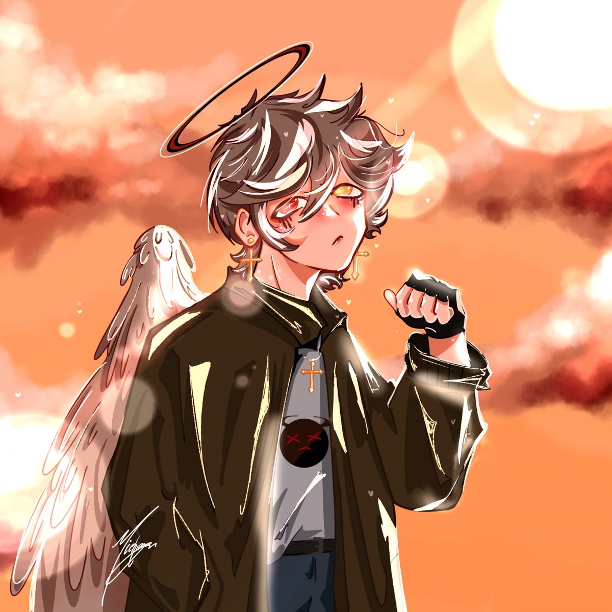 Michiizu's tweet photo. Dibujito del hermoso Armaros โจ๐ชถโจ Sigo viva gente xd #Armaros #FNF https://t.co/eo87czTVn6