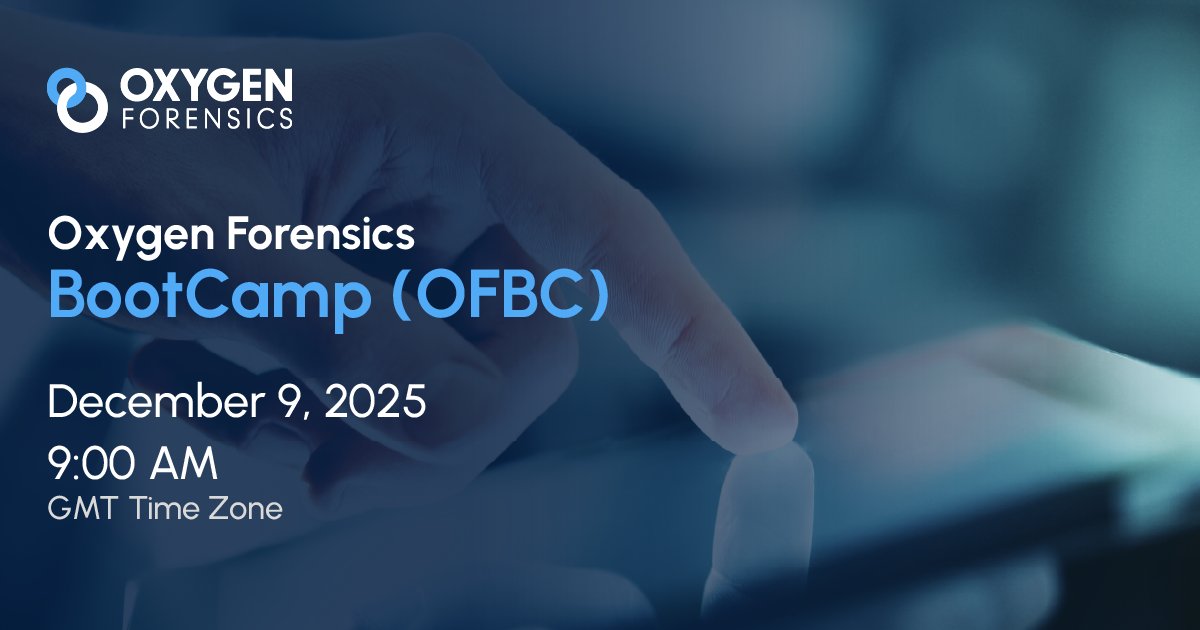 oxygenforensic's tweet image. 🎓 Join the Oxygen Forensics BootCamp (OFBC)! 🚀
Sharpen your digital forensics skills with hands-on training from our experts.

📅 09 Dec 2025 | 🕘 9:00 AM GMT | 💻 Online

Don’t miss out, register now:  bit.ly/4p7nH8B.

#DigitalForensics #ForensicTools #Investigation