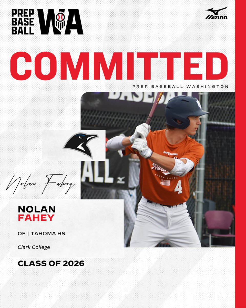 PrepBaseballWA's tweet photo. 🚨 𝐂𝐎𝐌𝐌𝐈𝐓𝐌𝐄𝐍𝐓 𝐔𝐏𝐃𝐀𝐓𝐄 🚨

'26 OF Nolan Fahey (Tahoma) has committed to Clark College #PenguinHardball https://t.co/LQk5PwQJPn