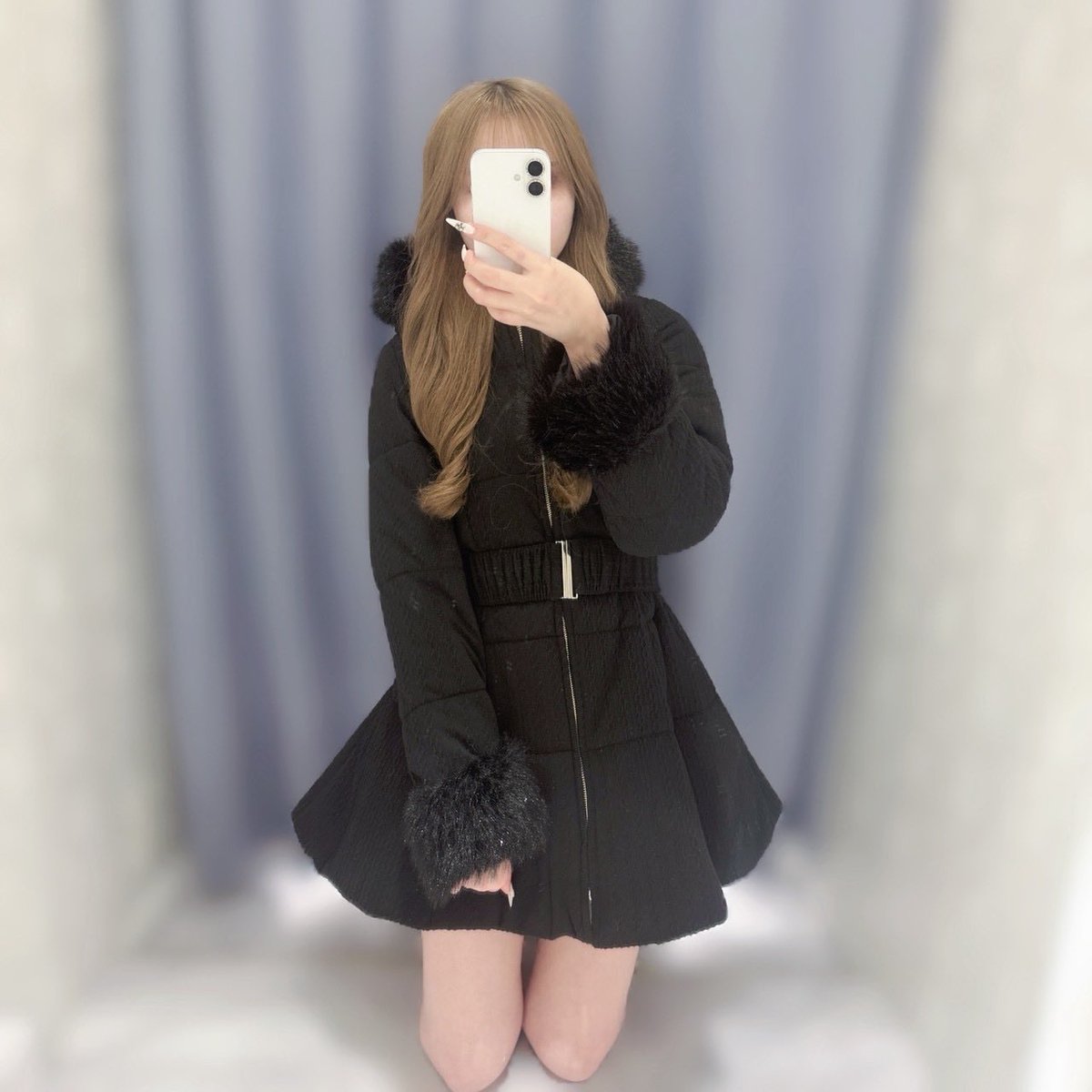 渋谷店 #ファーダウンフレアコート color ❥ OW / CH / BK price 