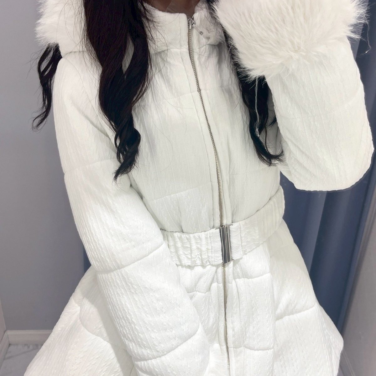 渋谷店 #ファーダウンフレアコート color ❥ OW / CH / BK price