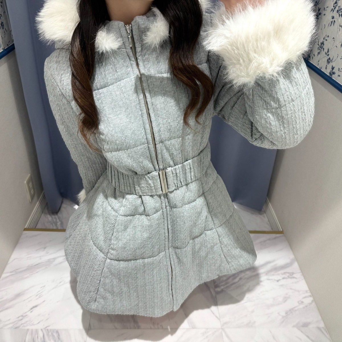 渋谷店 #ファーダウンフレアコート color ❥ OW / CH / BK price 