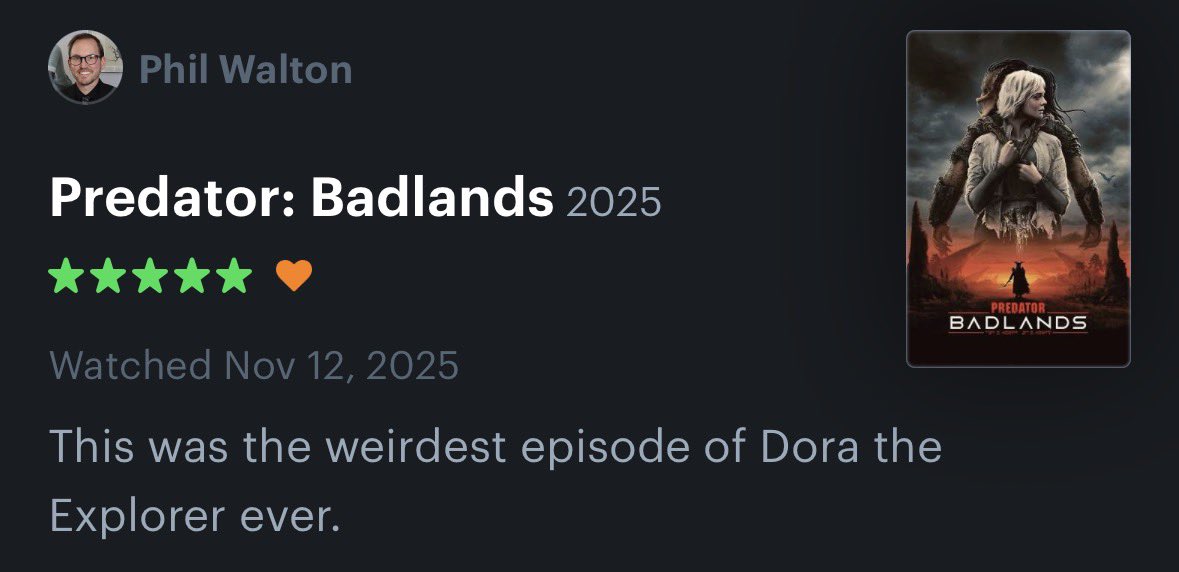 #PredatorBadlands #moviereview #letterboxd