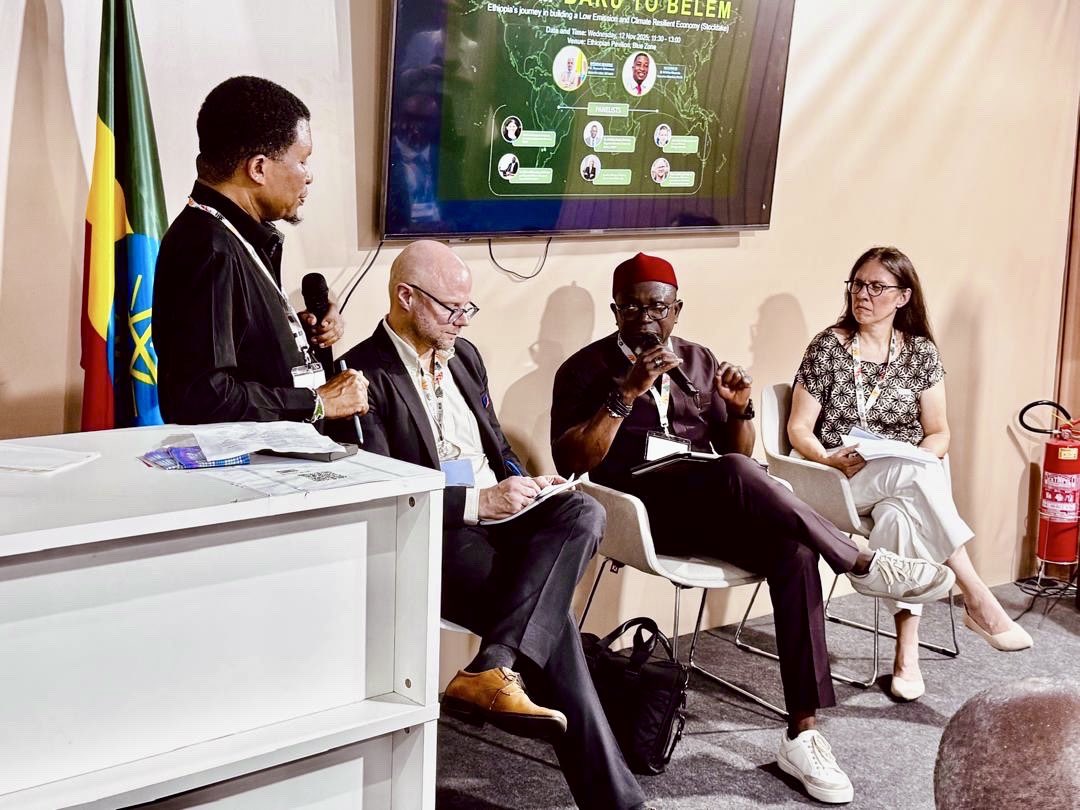 UNDPAfrica's tweet photo. From Baku to Belém 🇪🇹, Ethiopia is showing what implementation looks like. 

With @UNDP’s support, its new NDC3.0 turns global climate commitments into national action, raising ambition, empowering women &amp; youth, and tackling loss &amp; damage through data-driven systems. https://t.co/XuREMsXIFJ