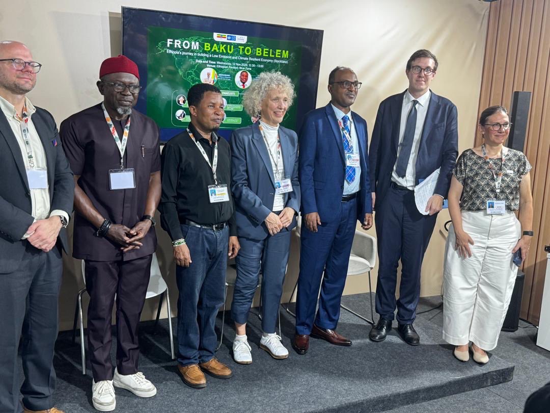 UNDPAfrica's tweet photo. From Baku to Belém 🇪🇹, Ethiopia is showing what implementation looks like. 

With @UNDP’s support, its new NDC3.0 turns global climate commitments into national action, raising ambition, empowering women &amp; youth, and tackling loss &amp; damage through data-driven systems. https://t.co/XuREMsXIFJ