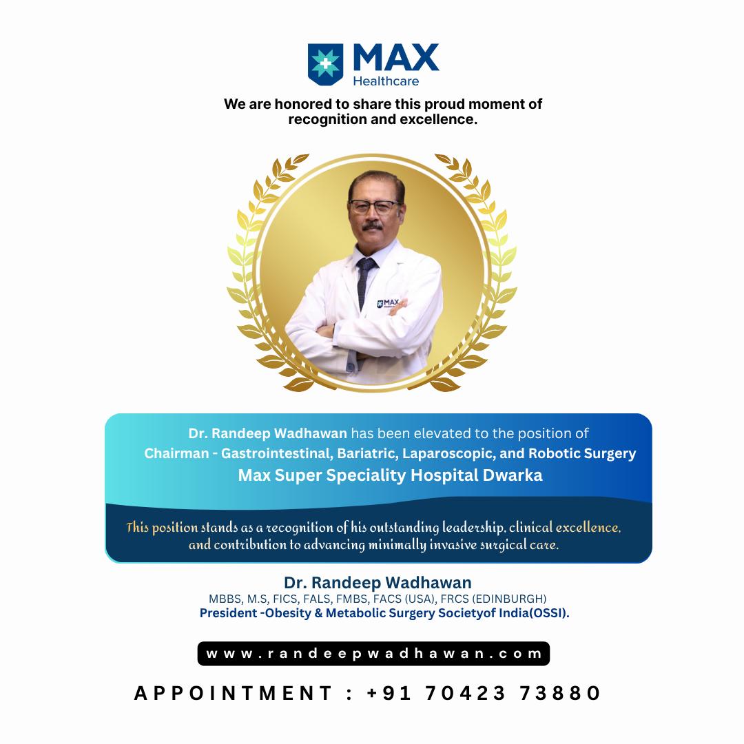 randeepwadhwan's tweet image. A proud moment! 💙
Congratulations to Dr. Randeep Wadhawan on his elevation as Chairman - Gastrointestinal, Bariatric, Laparoscopic &amp;amp; Robotic Surgery at Max Super Speciality Hospital, Dwarka.
Your leadership continues to inspire! 👏

#ProudMoment #Excellence