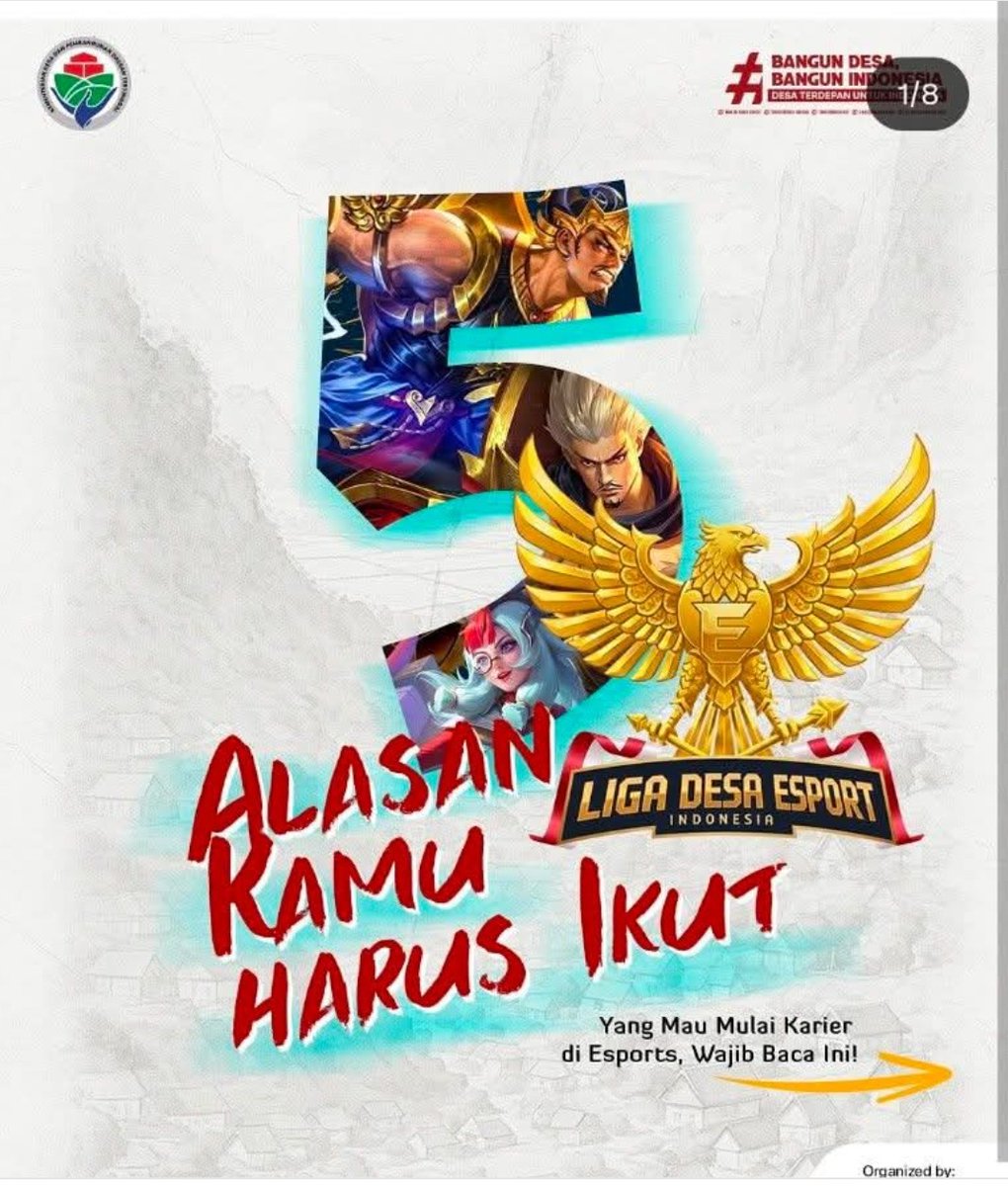 Rebut kesempatan, genggam prestasi, dan jadilah kebanggaan desamu!
👉 *Daftar sekarang &amp; jadilah juara di Liga Desa Esport 2026!*
instagram.com/p/DQ8bo8bjxbS/…

#LigaDesaEsports2026 
#LigaDesaEsports 
#tournamentmobilelegends