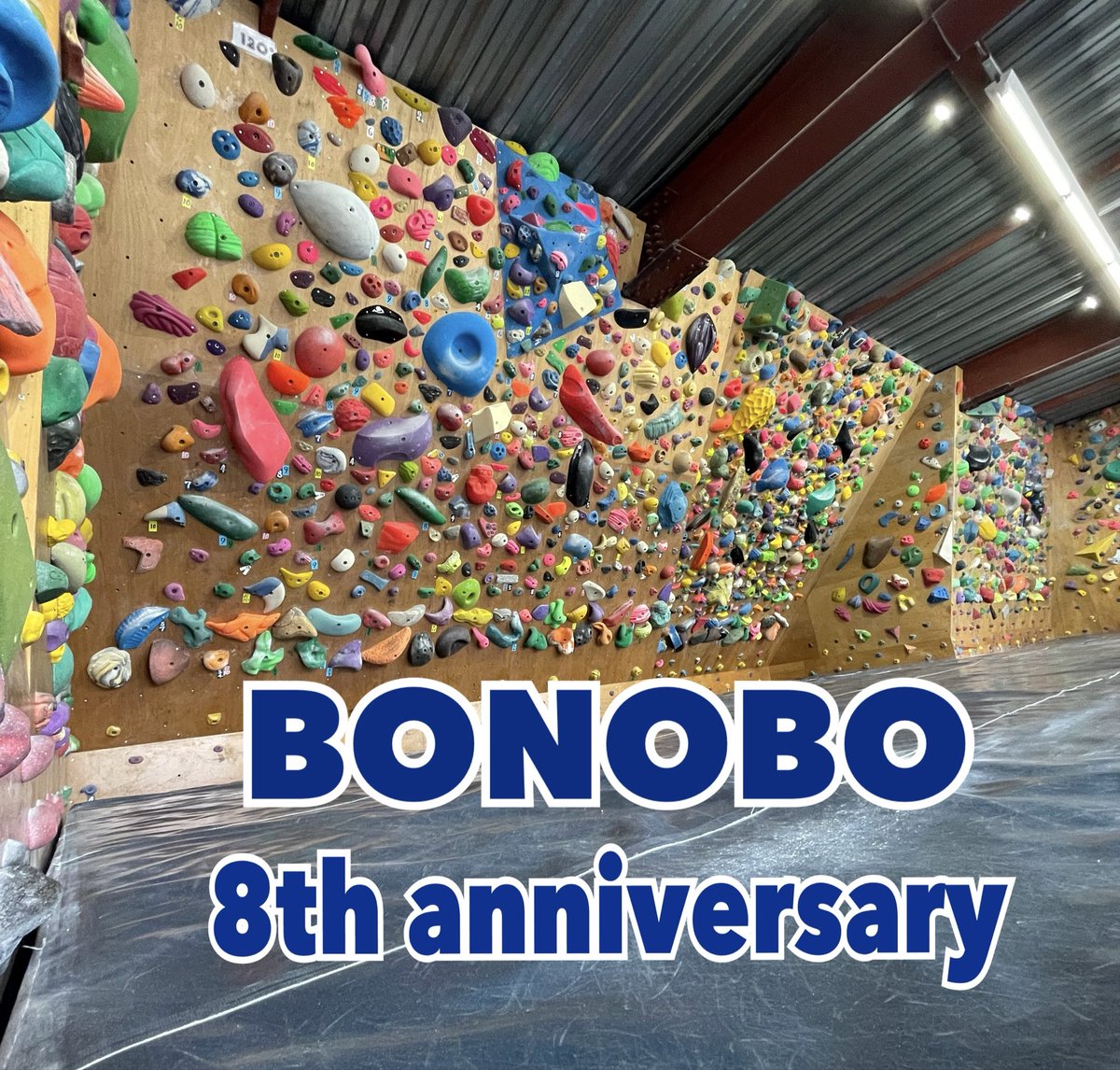 BONOBO_bs's tweet photo. 今日はBONOBOの8周年記念日です。
お客様、クライミング仲間、家族、BONOBOに関係する皆様に支えられて8年やってこれました！
これからもBONOBOをよろしくお願いしますm(_ _)m

BONOBO bouldering space
JR高崎線上尾駅徒歩8分(駐車場有)
平日　: 13:00〜23:00
祝休日: 10:00〜20:00
定休日: 火曜日 https://t.co/eEA3hv4EoH