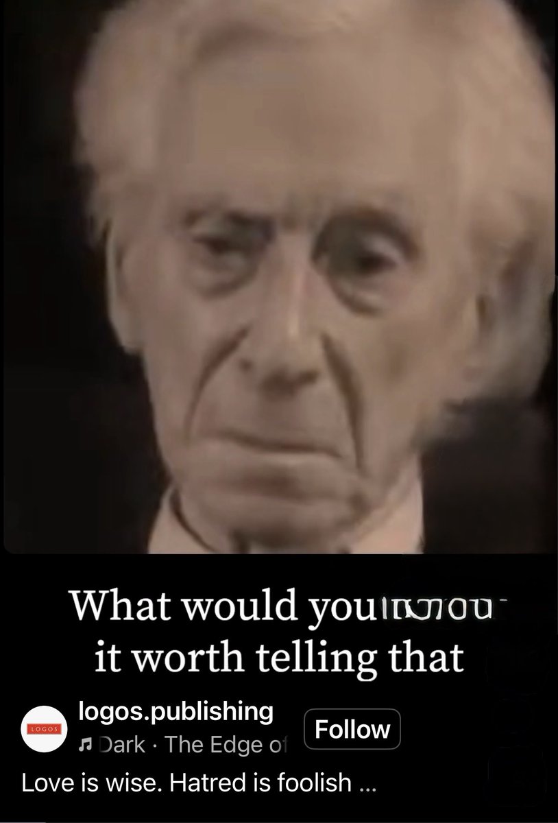 just came across this 👉🏽👉🏽
Bertrand Russell 👉🏽👉🏽
Says :

(1) facts
(2) love is wise. hatred is foolish

[source of photo in photo]