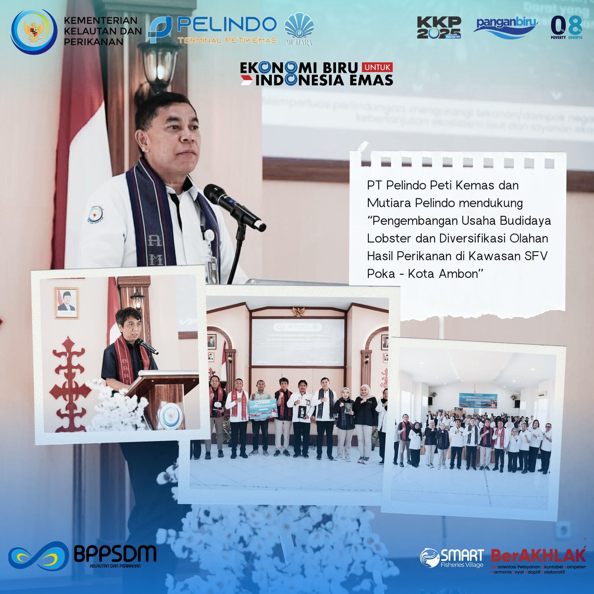 SFVPoka's tweet photo. Hai #SobatSFV

Kegiatan Perjanjian Kerja Sama antara BPPP Ambon dengan PT. Pelindo Terminal Peti Kemas dan Mutiara Pelindo terkait Pemberdayaan Kelompok Pelaku Usaha sektor KP melalui “Pengembangan Usaha Budidaya Lobster &amp; Diversifikasi Olahan Hasil Perikanan d Kawasan #SFVPoka https://t.co/ZGnN30l3Ic