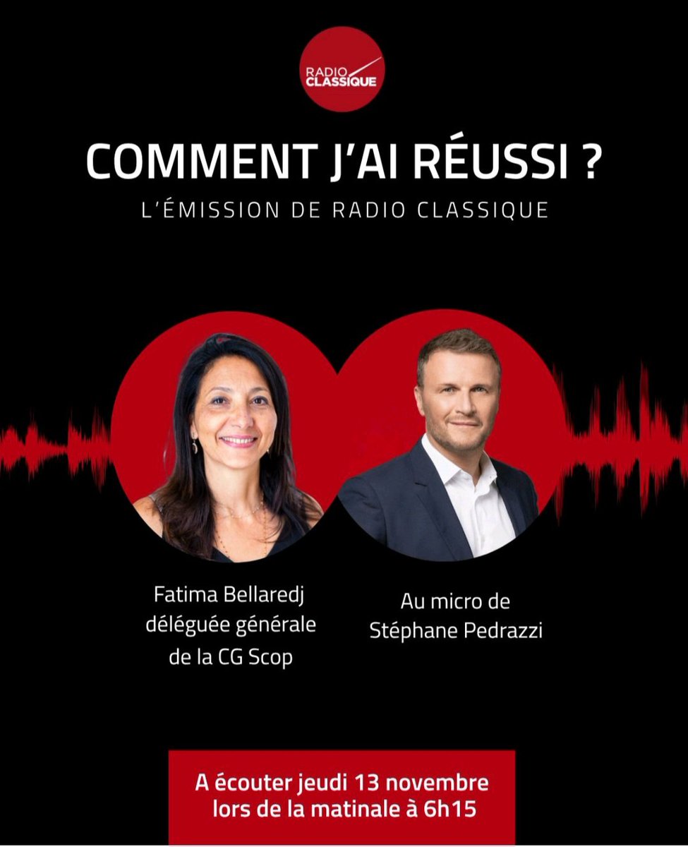 JPhilippebrun's tweet image. [#Ess - Réussir] @RadioClassique : F.#Bellaredj est l&apos;invitée de @StephPedrazzi dans &quot;Comment J&apos;ai Réussi ?&quot;, ce je. 13/11 à 06h15 ➡️ radioclassique.fr/podcasts-et-em… 🎙 #Scop #Scic cc @CoopFR @lelabo_ess @ESS_France ⤵️