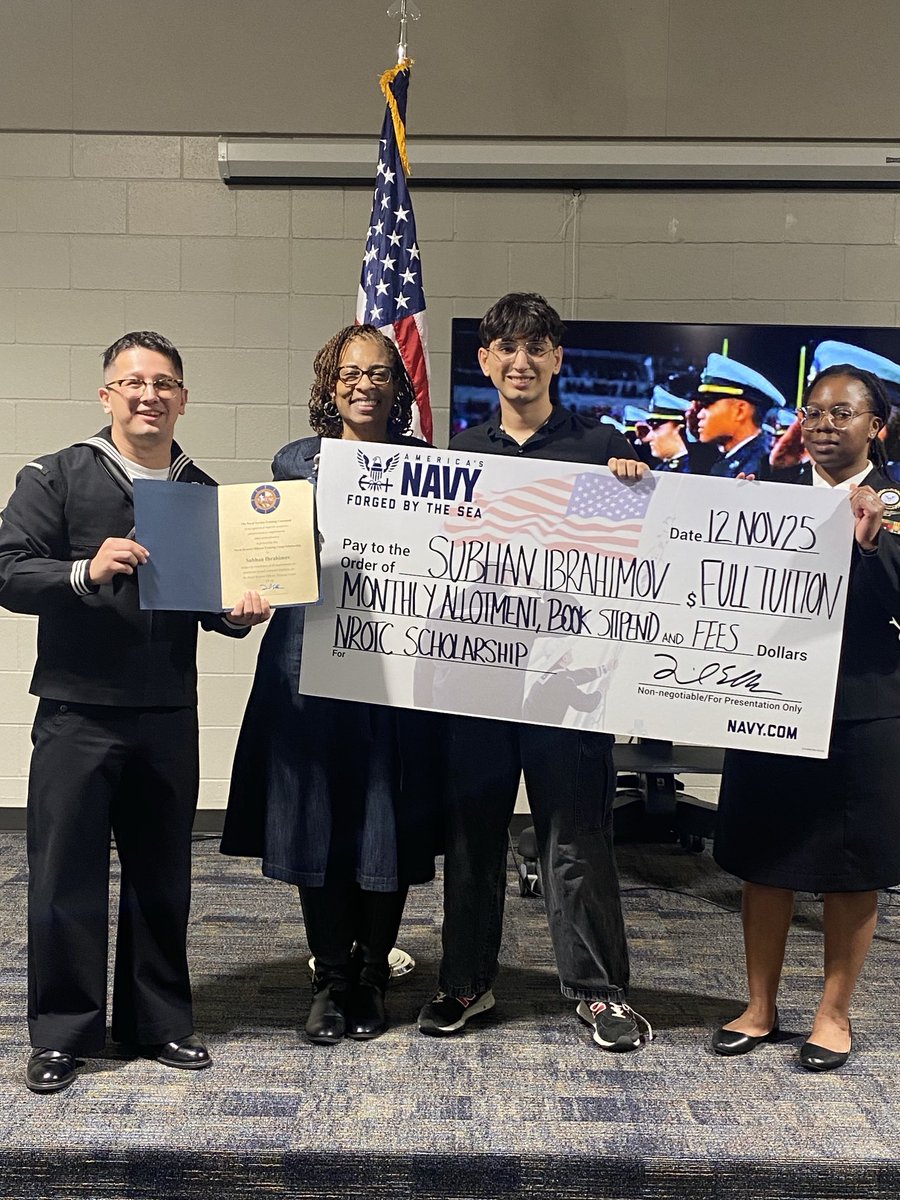 2015CSPrincipal's tweet image. Today our AFJROTC Cadet Subhan was awarded a $200k scholarship to the college of his choice to study in the NROTC program! His counselor, Ms. Green was awarded the Impactful Influencer Award for her support of him and other scholars!! ⁦@CySpringsHS⁩ #AllDayEveryDay