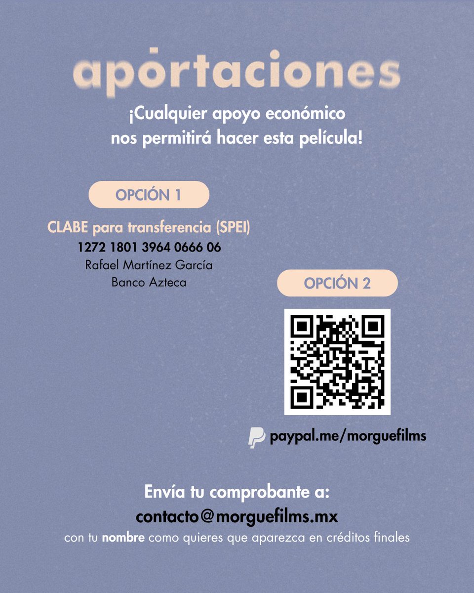 rafaelmtzgarcia's tweet image. Gente querida, este fin filmaremos este cortito titulado &quot;72&quot; en Puruándiro, Mich (allá donde nací)

Pensamos que lo sacaríamos con los apoyos en especie y los ahorritos, pero ya todo es muy caro 🥴. Si por ahí les sobran 100, 200 pesitos o lo que sea, ¡nos vendrían de lujo! 😍🙏