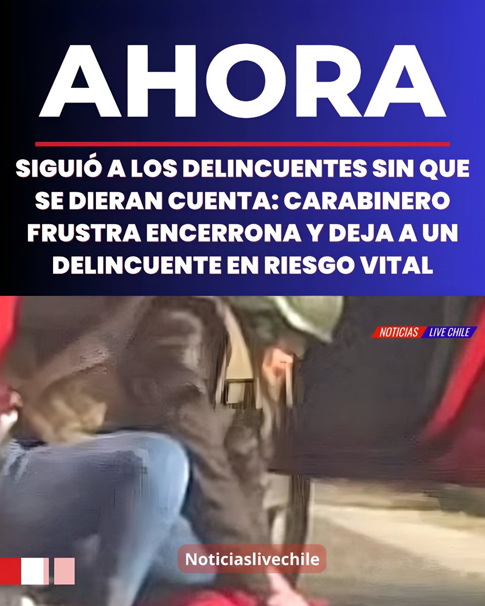 NoticiasLiveCh's tweet photo. 🔴 El capitán Rodrigo Avello, oficial de ronda de la Prefectura Santiago Norte, explicó que los hechos se dieron a eso de las 21:10 horas en la Carretera General San Martín, comuna de #Colina, cuando un grupo de cuatro sujetos cometió un "robo con intimidación" a una mujer.

📌 Los asaltantes, "aprovechando la congestión vehicular del lugar, intimidan a una mujer, la bajan del vehículo y le sustraen su móvil", explicó el policía.

📌 Sin embargo, todo fue presenciado por un mayor de Carabineros que regresaba a su domicilio, quien "advierte esta situación e inicia un seguimiento de los sujetos, obviamente los individuos no se percataron de esa situación".

📌 Tras esto, "se produce un accidente de tránsito unos cuantos metros más adelante del hecho delictual y un enfrentamiento en el que el mayor de Carabineros hace uso de su armamento fiscal -debidamente autorizado para el porte- en ocho ocasiones, hiriendo a dos de los cuatro delincuentes".

📌 "Uno de ellos se encuentra actualmente con riesgo vital, ambos en el Hospital San José, mientras que los otros dos mayores de edad se encuentran constatando sus lesiones en otro centro asistencial", detalló el capitán Avello.

📌 Los dos menores de edad, de 15 y 16 años, cuentan con antecedentes policiales, al igual que uno de los adultos. Ninguno de los cuatro antisociales mantiene órdenes vigentes, pero el menor de 15 años tiene una "situación de supervisión del Sename".