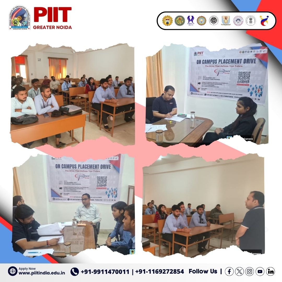 PIITgrNoida's tweet image. The Clearpack Group Placement Drive held on 12th November 2025 at PIIT Greater Noida concluded successfully!

#ClearpackGroup #PlacementDrive2025 #PIITGreaterNoida #ElectricalEngineering #SuccessStories #CongratulationsCandidates #FutureLeaders #CareerOpportunities