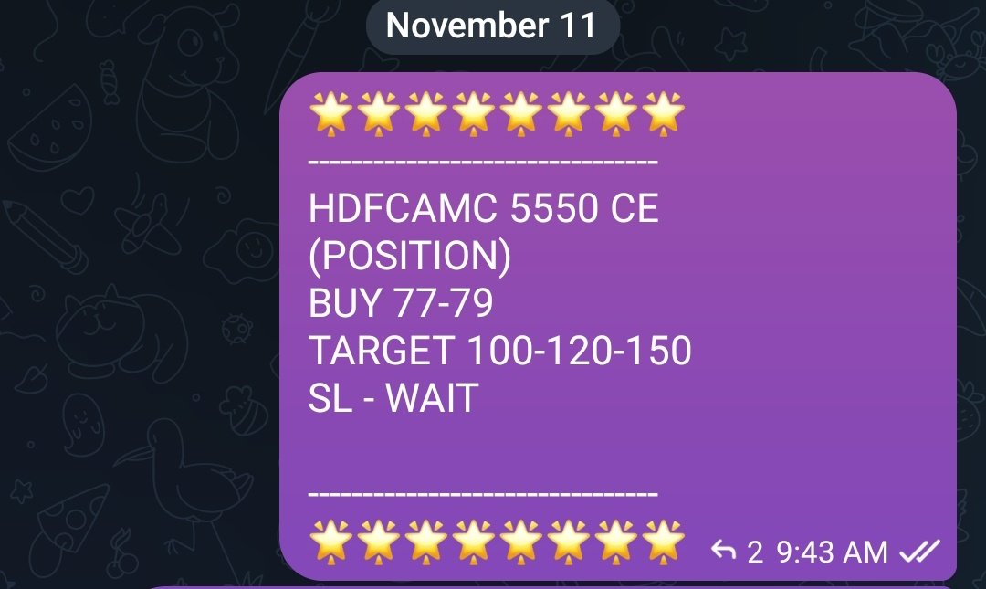 StockStarsX's tweet image. Shared #hdfcamc in our free telegram channel here 

t.me/stockstarsX

From 80 to 115  💥🚀

Capital used 12000/-
Profit 5250/-

#sensex #expiry #nifty