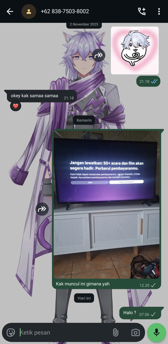 HikaHiki's tweet photo. Syabu trauma beli netlix dix kecewa 1 bulan 35rb ternyata 10 hari saja akunnya lupa nomor wa nya tidak aktif lagi di getcontact namanya Tiara Lestari digopay tiaraa store aku sudah merasa gak nyaman karena tiba tiba akun nya bisa mental gak kaya beli dilain #zonajajan #zonauang️ https://t.co/jvTPU4M71U