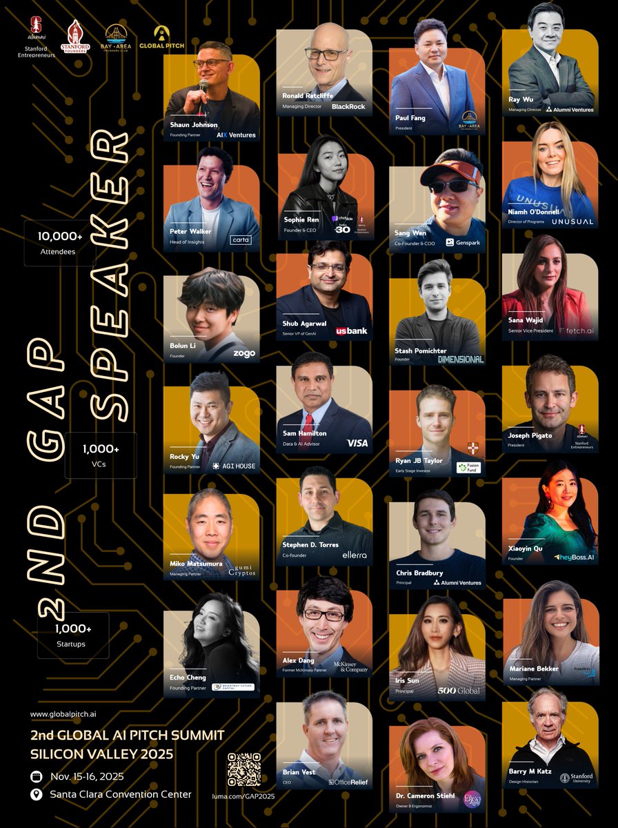 🚀 Exciting news!
We’re thrilled to announce that our team will be joining the 2nd Global AI Pitch Summit Silicon Valley 2025, co-hosted by Stanford Entrepreneurs, Stanford Founders, and Bay Area Founders Club (BFC) 🎯
📍 Santa Clara Convention Center
🗓️ Nov 15–16, 2025

We can’t