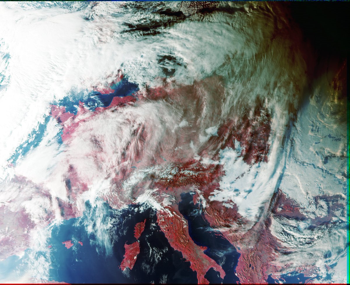 FengYun 3D @ 13:56 UTC Color InfraRed (CIR) image - you can see the winter darkness (top right) creeping in .... Pass started a bit late as it immediately followed a FY3H pass I was tracking.