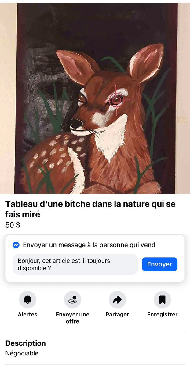 Tableau d’une bitche dans la nature qui se fait miré