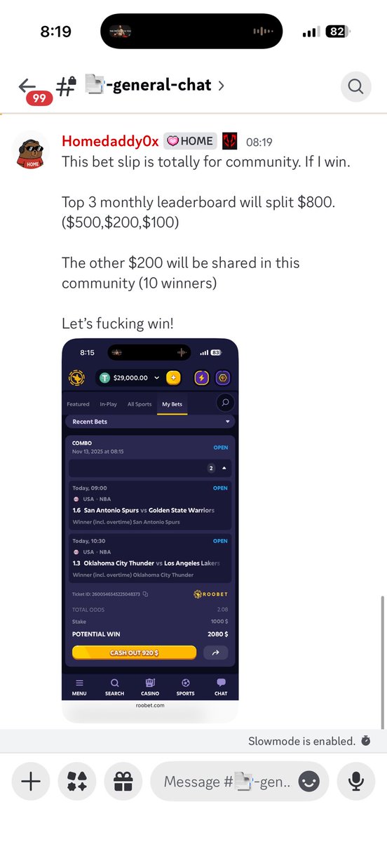 homedaddy0x's tweet image. I am probably the only person on X who will embrace the I win you win energy.

I reward extra for Leaderboard supporters, reward the stream supporters, I am all about community.

LFG and win.

Make sure you join discord.

Let’s win! @Roobet