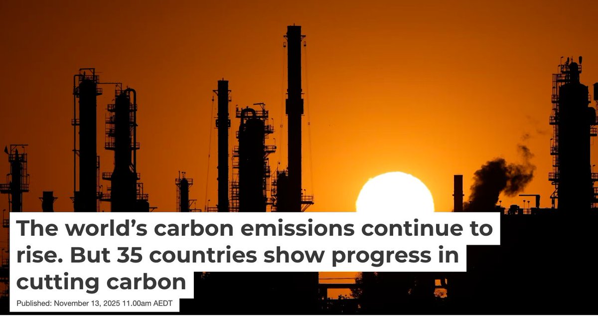 pepcanadell's tweet photo. 1/2  

We just published the Global Carbon Budget 2025, with a mix of bad news (CO2 emissions continue to grow) and encouraging news (35 countries saw emissions decline over the past decade while growing their economies).  Read the highlights:

https://t.co/HwOBZaHnbu https://t.co/76PXDi00Pv