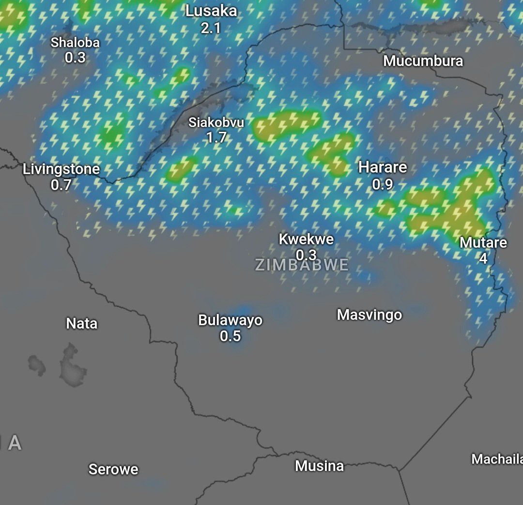 Afternoon showers and possible thundershowers expected across most of the northern half of Zimbabwe on Thursday, with heavy rains possible for areas shaded in yellow. 🌦 ⛈️ 🌱 🇿🇼