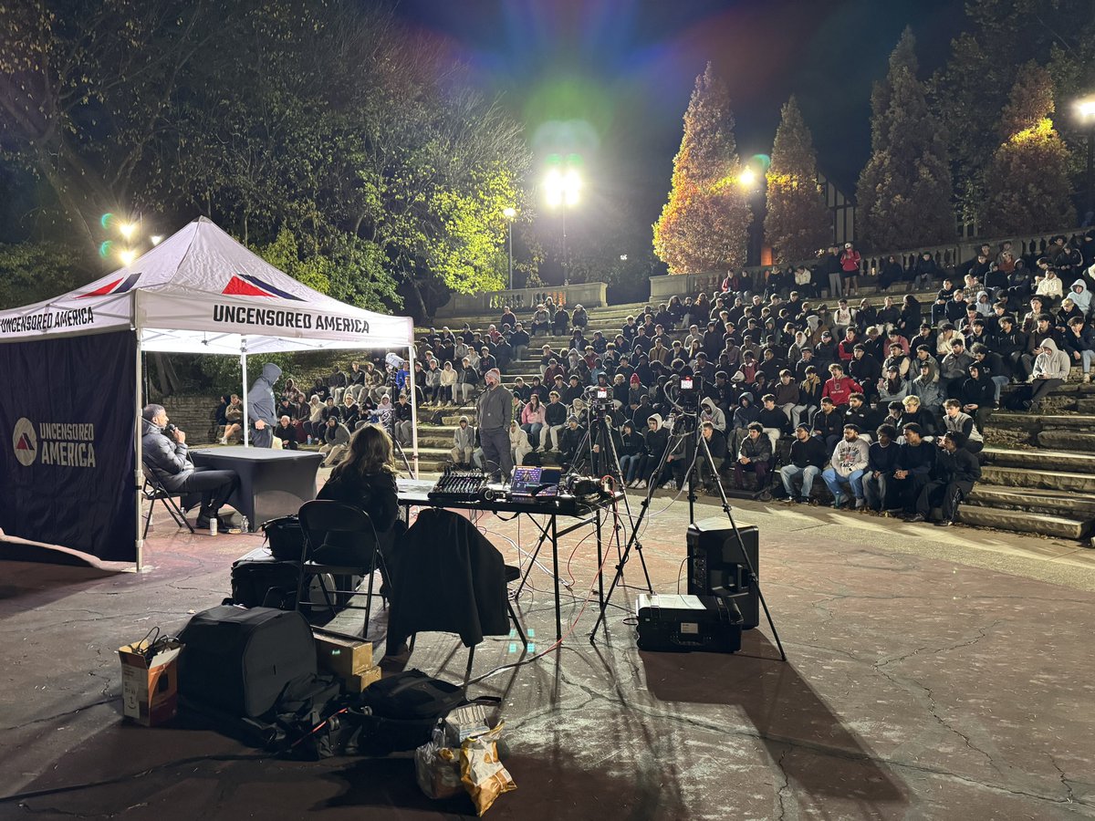 UncensoredAm's tweet image. Come debate Myron Gaines at Ohio State! We will be at the Browning Ampitheater till 9 pm.