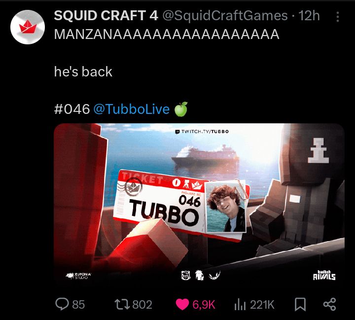 mrredbomb's tweet image. Esse squid craft promete 

Pq se não acontecer pelo menos uma briga, vai ser um MILAGRE 😨

#tubbo #SAPNAP #quackity  #Pectw