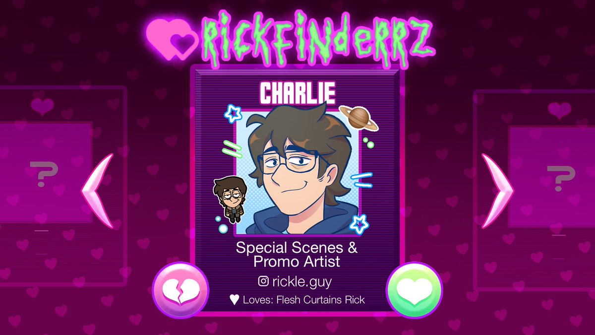 Meet Charlie, one of our special scenes/promo artists! He’s also the one who designed these team cards! Please send him all the love!

insta @ rickle.guy 

♡♡♡♡♡♡♡

#RICKFINDERRZ #RICKFINDERRZTeam
