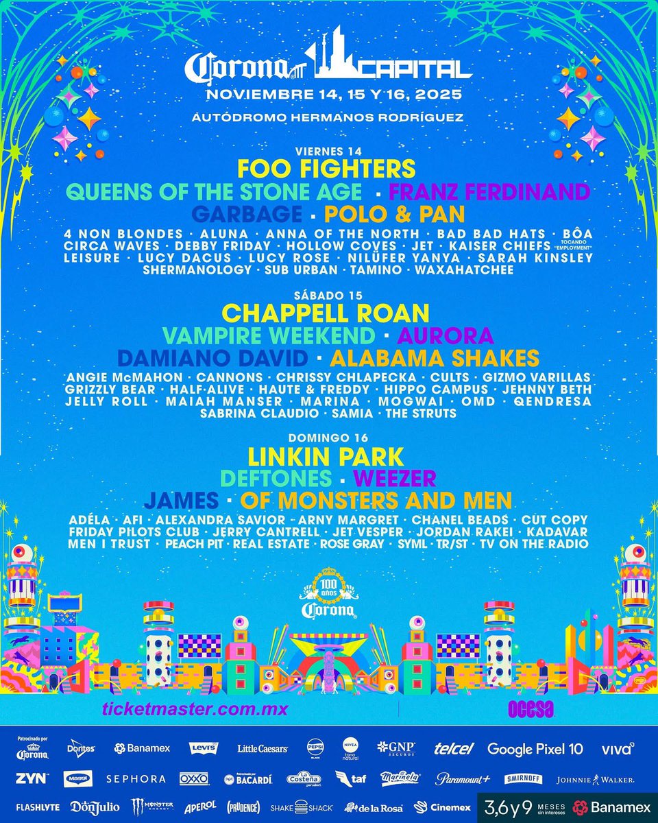 🚨BOLETOS GRATIS 🚨

Si tío Imaginante los tequieremucho y se rifó con unos boletos para que se vayan al Corona Capital 2025 cortesía de él mismo. 😂

Ustedes elegirán qué día se quieren ir. 😮‍💨

¿Sacamos dinámica? 

RT y 3 de sus amix deberán seguirnos en TODAS nuestras RRSS. 👀