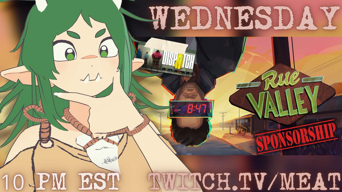 IM SORRY FOR DISPATCH I JUST DONT WANT TO DODGE SPOILERS FOR 24 HOURS!

TONIGHT MEATHEADS we're SPONSORED by RUE VALLEY so we'll be checking that out for about 2 HOURS and then LIKE EVERYONE AND THEIR MOTHER we'll be doing the LAST 2 EPISODES of DISPATCH yay! woo! whee!