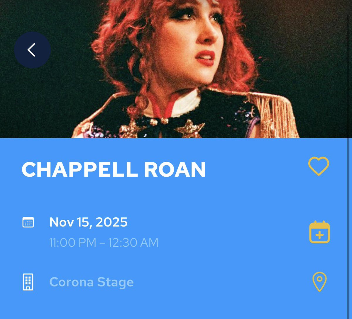 tmbnLNR's tweet image. Le quitaron media hora a chappell roan según su app xd