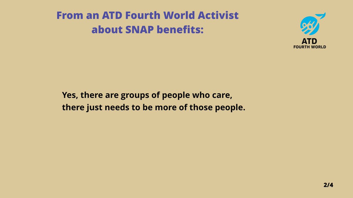 ATD4thWorld_US's tweet photo. From an ATD Fourth World Activist about SNAP benefits.
"Where is all the money going?" https://t.co/r4N7R7Jvg4