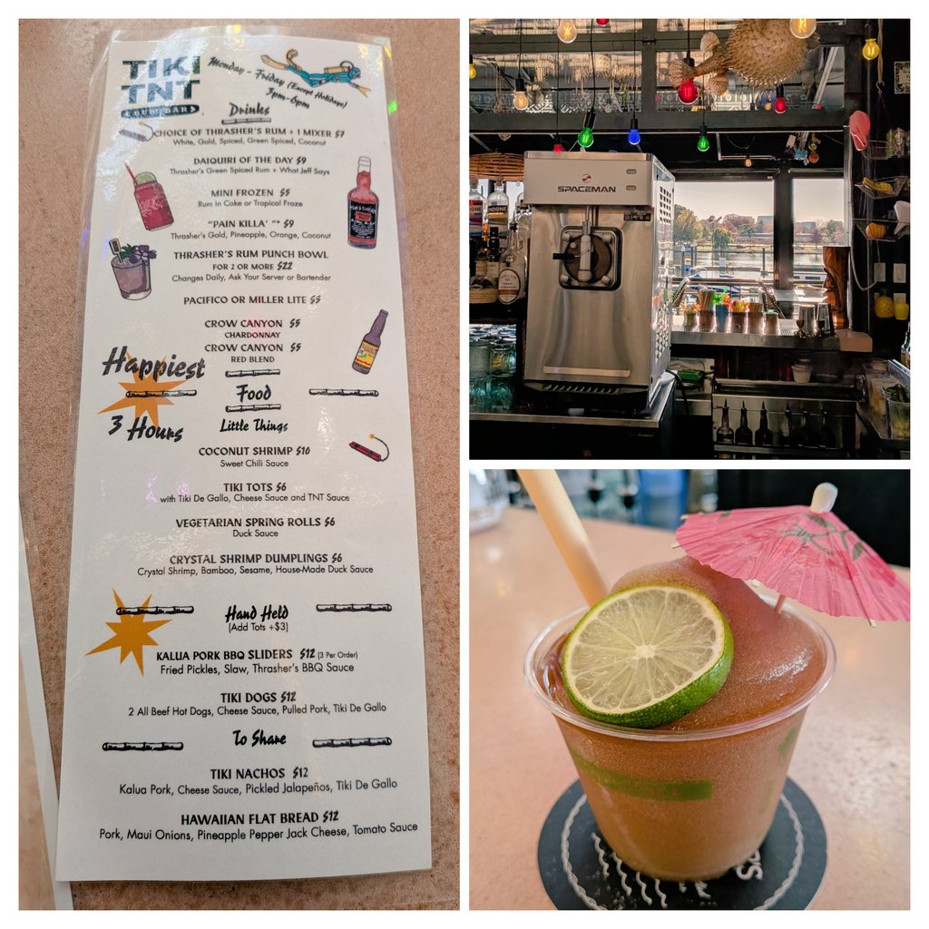 eat_dc's tweet image. There are some good happy hours at @TheWharfDC. Enjoyed a $5 not-so-mini version of @TikiTNT signature frozen rum and coke looking over the water with the windows open and swanky $6 snacks with an $8 glass of Tempranillo at Del Mar.
