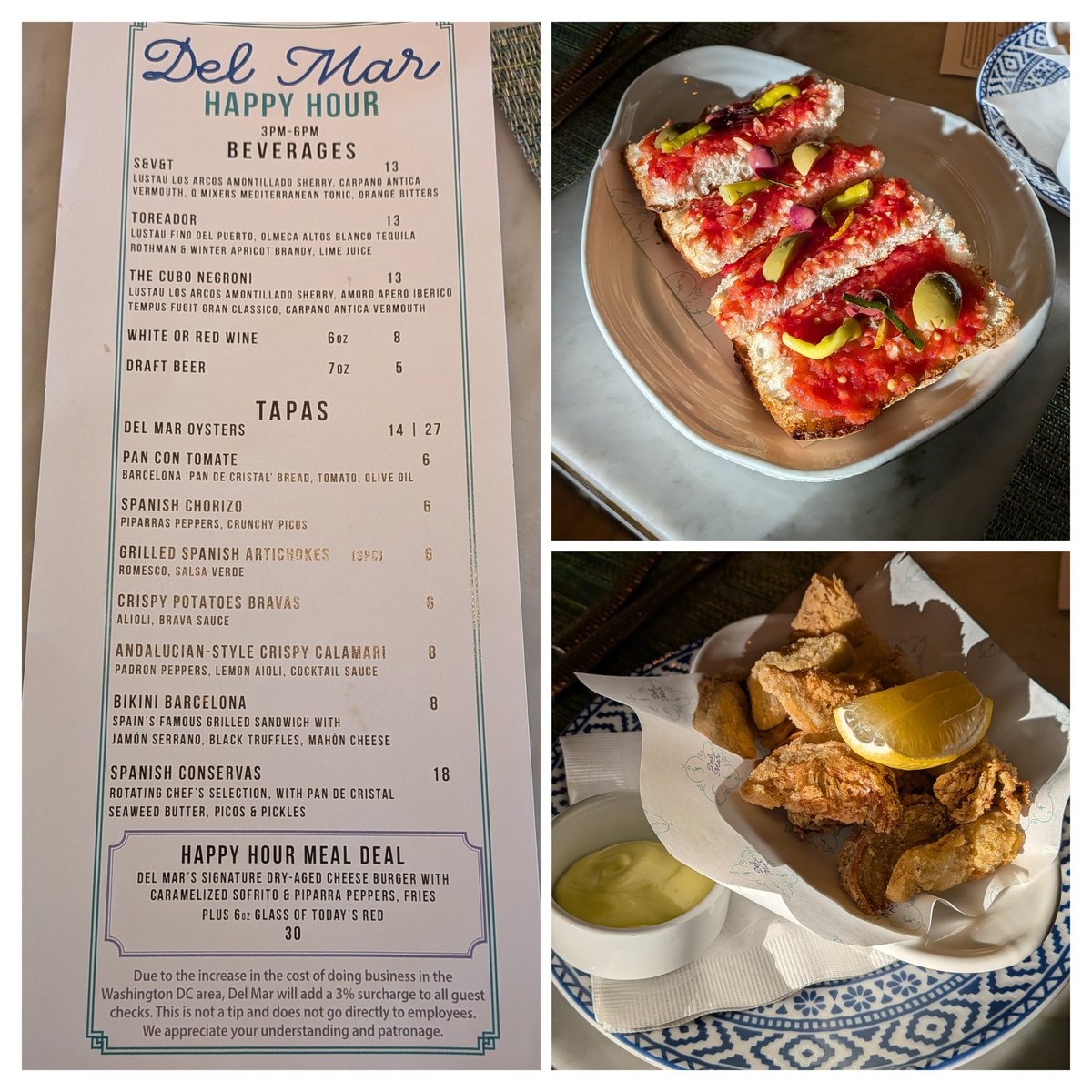 eat_dc's tweet image. There are some good happy hours at @TheWharfDC. Enjoyed a $5 not-so-mini version of @TikiTNT signature frozen rum and coke looking over the water with the windows open and swanky $6 snacks with an $8 glass of Tempranillo at Del Mar.