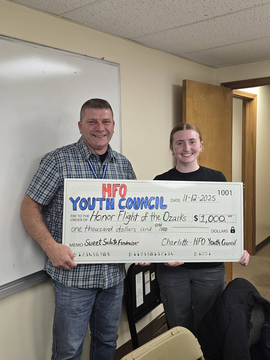 Charlotte McClanahan,  HFO Youth Council president raised the bar on the personal challenge extended to all Youth Council members of raising $250 for Honor Flight! She baked cookies, hand delivered and called it the "Sweet Salute" fundraiser. Congrats on raiseding $1000.00!