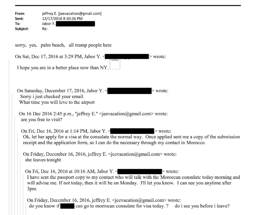 Epstein wrote on December 17, 2016, that he was in Palm Beach “with all Trump people.”