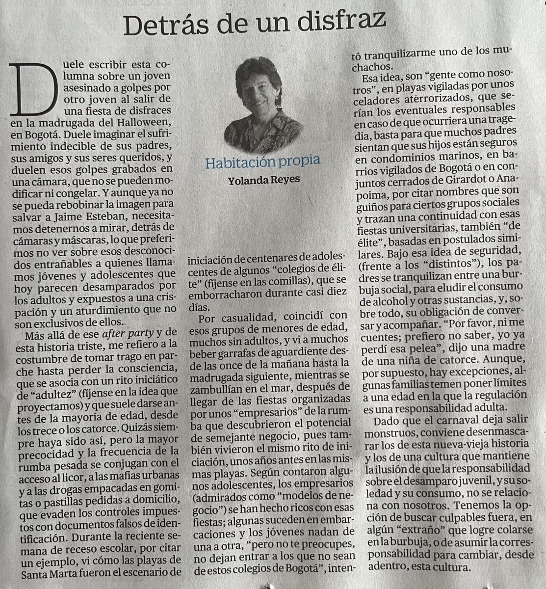 Importante columna de ⁦<a href="/yolandareyesv/">yolanda reyes</a>⁩ para padres, adolescentes y jóvenes.